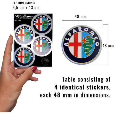 Alfa Romeo Anni 80 Adesivi Chrome Tabs - Modello: 4 LOGHI