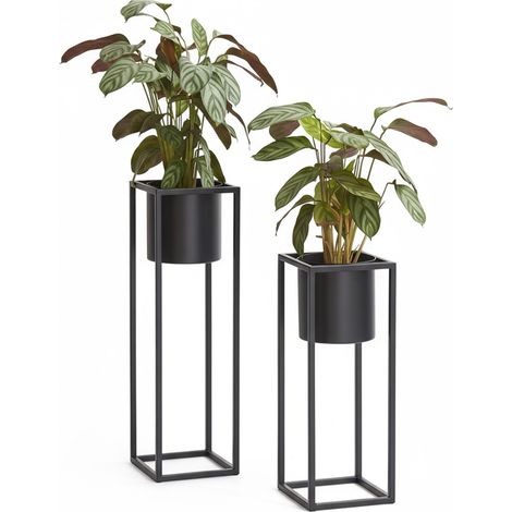 Set 2 Portapiante Con Vaso E Struttura In Ferro Dal Design Moderno