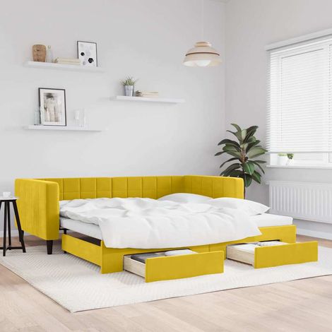 vidaXL Sofá cama nido con cajones terciopelo amarillo 100x200 cm (1/5)