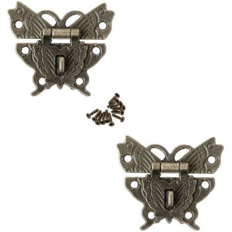 Antique Verrous, Moraillon Loquet Serrure Fermoir Serrure à boucle papillon pour Décoratifs Boîte à Bijoux(6pcs) (1/5)