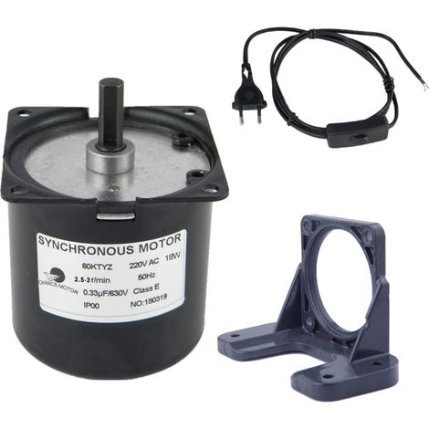 Mini Reducer Electric Motor 220V 60KTYZ 2.5RPM Torque 80Kgf.cm Universal Motor Mounting and Power Cord Switch Plug (1/5)