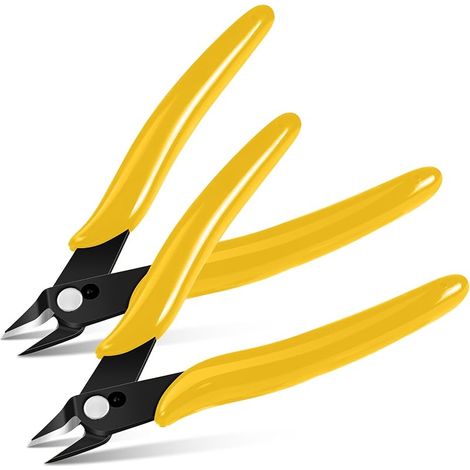 2pcs Petite Pince Coupante, Coupantes de Côté, Pinces Coupantes Latérales Precision, Outillage Electricien Cutter Affleurant pour Fils Durs, Mous et Extrêmement Fins, Jaune