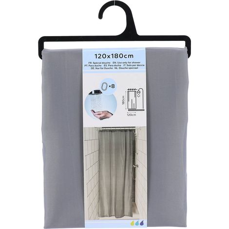Polyester duschvorhang 120x180 cm 8 ringe pp - grau - Tendance