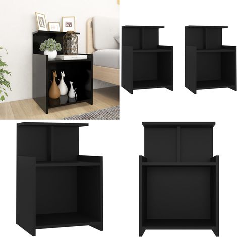 Nachttische 2 Stk. Schwarz 40x35x60 cm Holzwerkstoff - Nachttisch - Wohnzimmer Deko - Holz Sideboard - Kommode Schwarz - Schränkchen - Home & Living