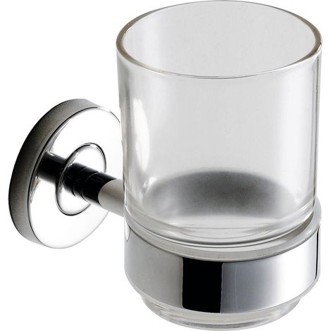 Porte-gobelet KWC, MEDIUS, acier inoxydable, 70x100x105 mm, montage apparent, finition brillante, gobelet en verre