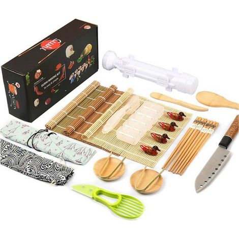 Set Sushi - Rouleau Bambou + Accessoires Cuisine Maison - Pour Débutants et Familles - 24 Pièces (1/5)