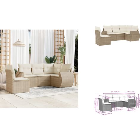 5-tlg. Garten-Sofagarnitur mit Kissen Beige Poly Rattan - Gartenmöbel - Outdoor Möbel - Lounge Set - Rattan Gartenmöbel - Polyethylen Gartenmöbel (1/3)