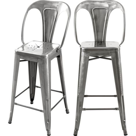 Lot de 2 chaises pour îlot central 67 cm en métal chrome - INDUS (1/5)