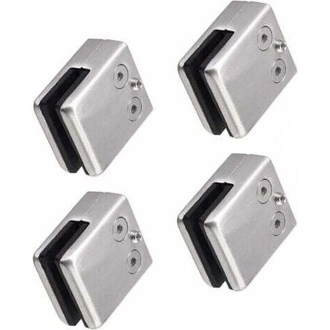 Pince pour verre 8–10 mm en acier inoxydable 304 – Lot de 4 supports carrés réglables pour balustrade d’escalier et main courante