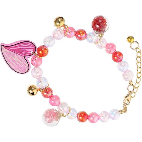 Collar para mascotas con cuentas, rosa, ajustable, con perlas, para gatos y perros, 1 pieza, material duradero. (1/5)