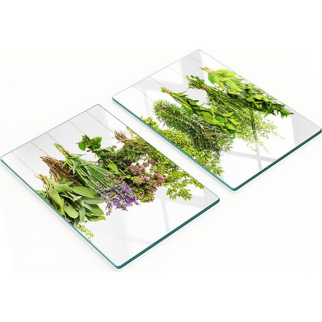 Tablas decorativas de vidrio para cortar y servir con diseño de hierbas aromáticas, 2x40x52 cm. (1/5)