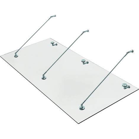 Vordach Glasvordach Türvordach gehärtetes Glas(ESG) Edelstahl Klarglas 200x90cm