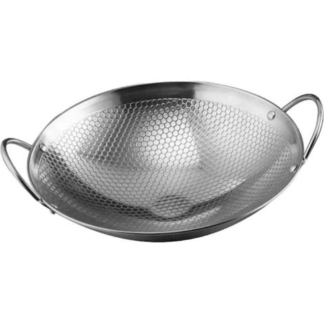 Wok Pan - Stainless Steel - Round Bottom - 20 Cm - Two Handles - 1 Piece (1/5)