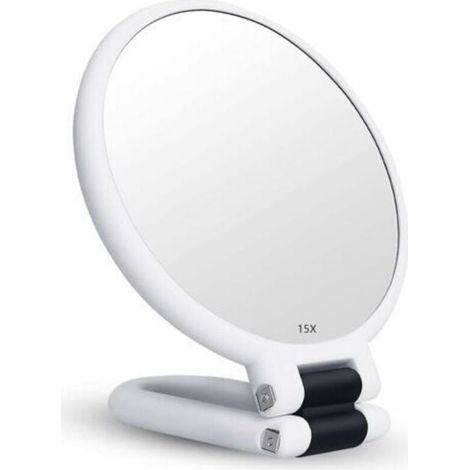 Miroir grossissant x15 miroir pliant double face pour divers détails de maquillage (blanc)