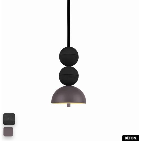 Lampe de suspension en béton - BOSFOR CONCRETE NOIR - SPARROW 2 BALLES LED 14W (1/3)