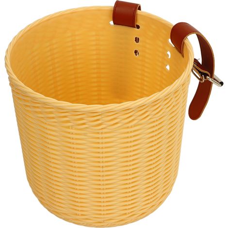Panier de vélo avant pour guidon, multifonctionnel, imitation osier, forme ronde, grande capacité, jaune (1/5)