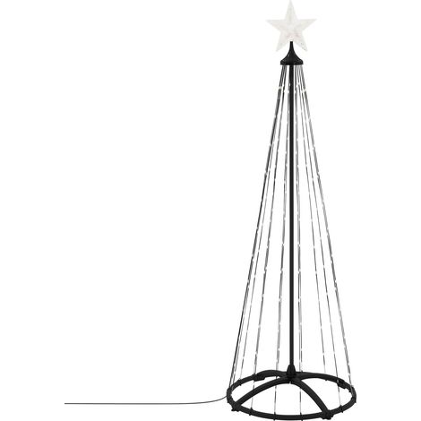 ECD Germany LED Weihnachtsbaum Außen 150 cm 154 LED Warmweiß, Timer, 9 Modi, Dimmbar, inkl. Fernbedienung, Stern, Beleuchteter Tannenbaum Weihnachtsdeko Metall Lichterpyramide Lichterbaum Lichterkette