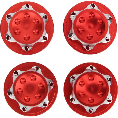 4 Pièces Écrous de Roue 17mm Alliage d'Aluminium Étanches pour Modèles RC 1/8 (Rouge) (1/5)