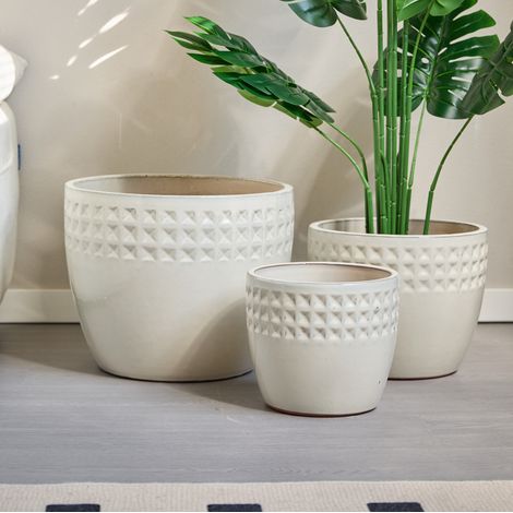 CHICFURN Set di 3 vasi da fiori in ceramica blu 49 x 49 x 45,5 cm per interni ed esterni (1/5)