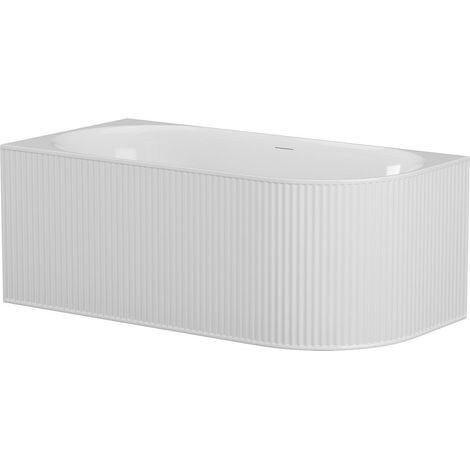 Baignoire d'angle striée - 290L - 170 x 80 x 60 cm - Blanc mat - Acrylique - Angle gauche - BARBORI