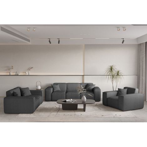 Sofaset Designersofa CELES PREMIUM 3-2-1 in Stoff Scala Anthrazit (1/5)