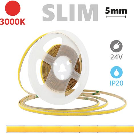 Bande LED COB Alcapower SLIM IP20 5m 3000K 24V 6W/m 560lm/m 504 LED/m Lumière Chaude Continue Haute Efficacité Éclairage Intérieur Professionnel (1/3)