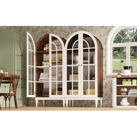 DESMIU Vitrine 2 portes 3 étagères en verre strié pour salon 76 × 38.5 × 165 cm (1/5)