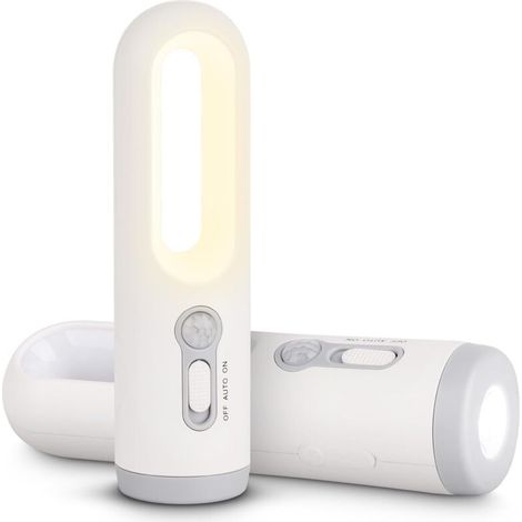 Wiederaufladbares tragbares 2-in-1-LED-Nachtlicht mit Bewegungsmelder, ideal für Schlafzimmer, Toilette, Lesen und Camping (1/5)