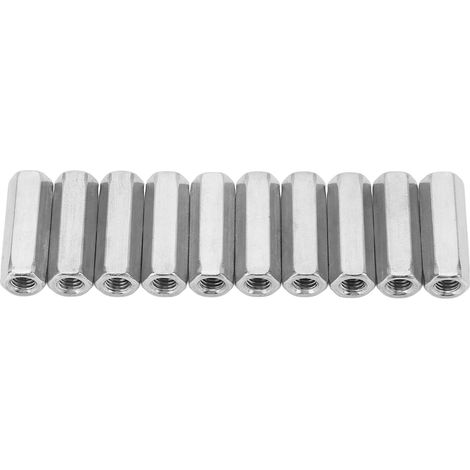 Lot de 10 écrous hexagonaux de raccordement pour tige longue, en acier inoxydable argenté anticorrosion, pour installation (1/5)
