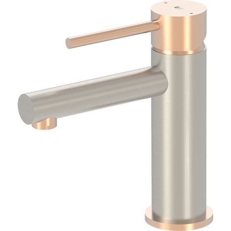 Essebagno Envol niedrige Waschtischmischer Edelstahl und Roségold