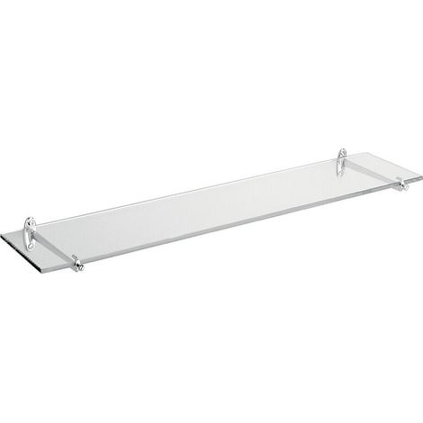 Delabie – Tablette de salle de bain en verre 120 x 600 mm – Bords avec chants doucis – Supports chromés à commander séparément