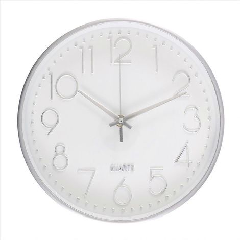 Horloge murale silencieuse moderne pour la maison, le bureau ou la cuisine (25 cm, argent) (1/5)