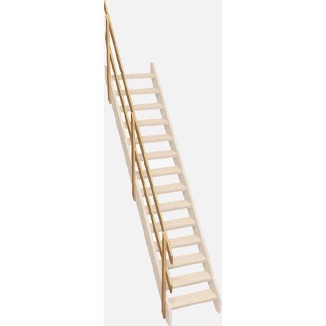 Kordo – Rambarde intérieure 2 lisses en sapin épicéa non verni – Dimensions 27 x 1014 x 3340 mm – Garantie 2 ans