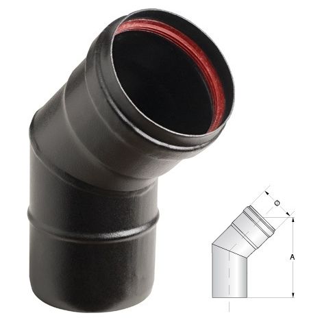 PELLET: GOMITO 45° x ø80mm completo di guarnizione - PROFESSIONAL PELLET (1/4)