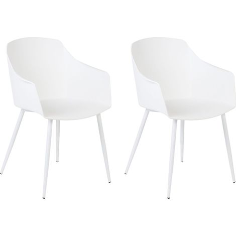 Set di 2 sedie in plastica bianca con poggia braccia Fonda