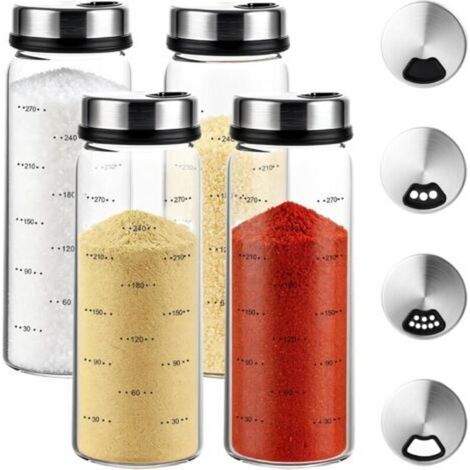 2-teiliges Gewürzglas-Set, 300 ml Gewürzgläser mit Drehdeckeln, aus Borosilikatglas, Gewürzgläser mit Löchern für Küche, Grill und Esszimmer
