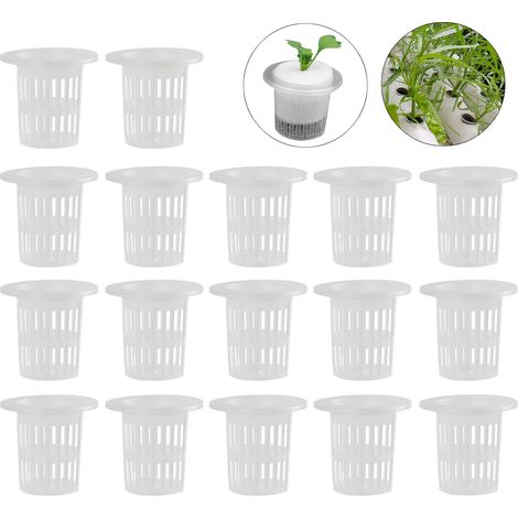 Pot de Culture Hydroponique Recyclable en PP Résistant aux UV 35x35x23.5mm Blanc - Lot de 100 Pots pour Orchidées et Plantes (1/5)