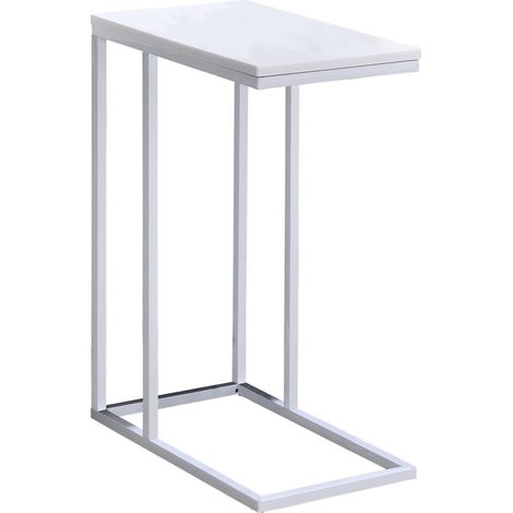 Idimex – Table d'appoint rectangulaire – Plateau MDF blanc mat – Piètement métal laqué blanc – Dimensions 46x26cm – Design minimaliste moderne