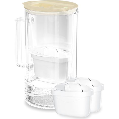 carafe filtrante en verre 2L avec compteur LED, 2 cartouche - Beige (1/5)