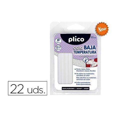 Barra termofusible plico cola baja temperatura 8 mm de diametro x 95 mm de alto blister de 22 unidades