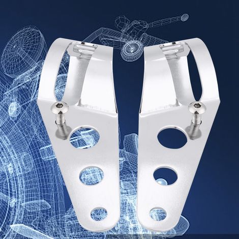 1 Paire de Support Universel pour Phare de Moto en Acier Inoxydable, Montage Argenté (1/5)