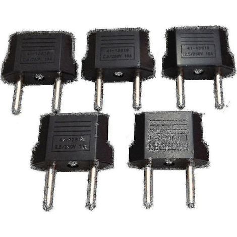 Lot de 5 adaptateurs secteur de voyage US vers EU (euro/Europe) (1/5)