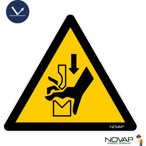 Panneau Danger écrasement de la main dans une presse plieuse - Classe 1- Rigide Triangle 100mm - 4181097