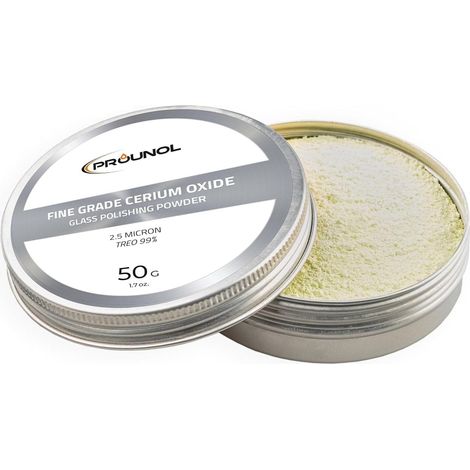 Prounol Oxyde de Cérium - 50 g, Poudre de Polissage du Verre, 2.5 microns (1/5)