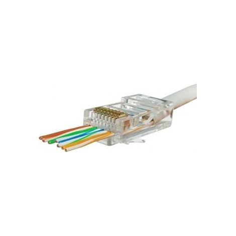 Conector RJ45 categoría 6 UTP de paso, paquete de 100 unidades.
