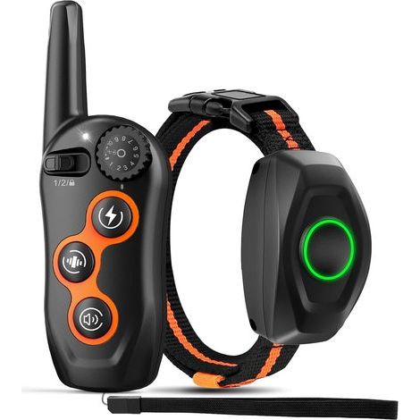 Wiederaufladbares Anti-Bell-Halsband für Hunde, Fernbedienungsreichweite: 400 m, 3 Trainingsmodi: Ton, Stromschlag, Vibration, wasserdicht (1/5)