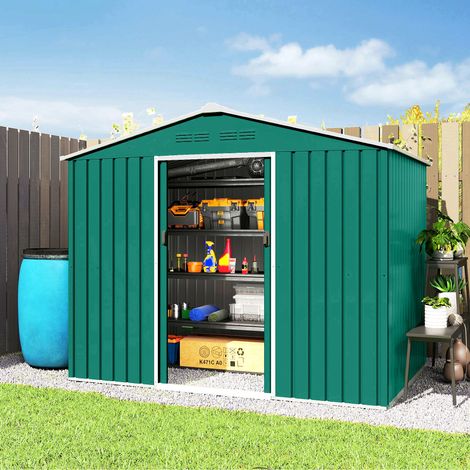 Gartenhaus 3,6 m² (236 x 171 x 191 cm) mit Schiebetüren und Lüftungsschlitzen, Grün