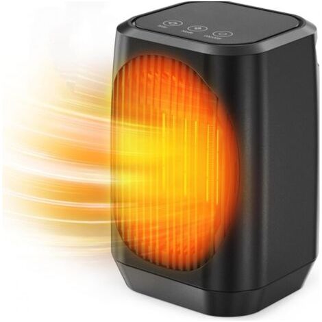 Chauffage électrique Portable Oscillant à 70°,Petit Radiateur en Céramique PTC 1200W Avec 3 Modes,Mini Ventilateur de Chauffage/Refroidisseur pour Bureau,Chambre à Coucher, Intérieur (noir)