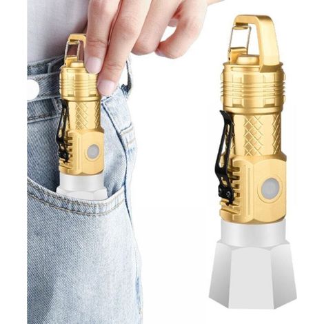 Lampe de Poche - Étanche IPX4 - 5 Modes d'Éclairage (Fort/Moyen/Faible/Flash/SOS) - Rechargeable USB - Compacte et Portable - Pour Camping, Réparation, Secours - 1 Pièce (1/4)