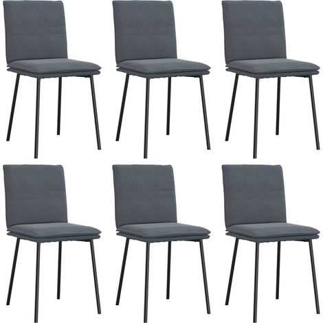 Lot de 6 Chaises à manger,Chaise de cuisine gris foncé velours CFW10657 (1/5)